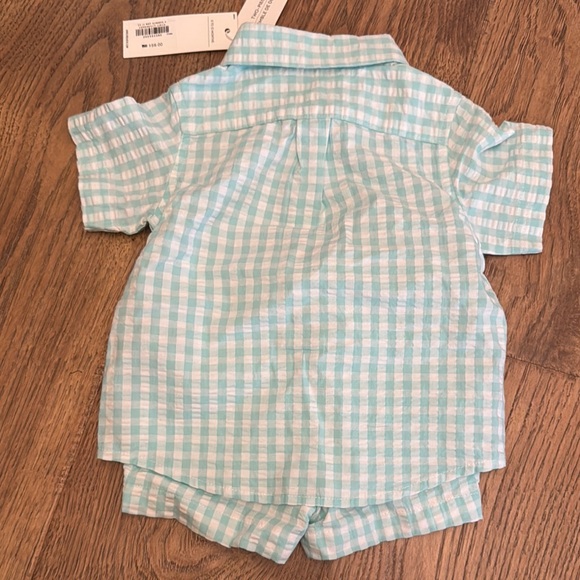 Janie and Jack Aqua Checkered Infant Set - Picture 3 of 4
